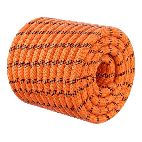 Double Braided Arborist Rigging Rope - 1/2 in X 100 ft 48 Strands Outdoor Pulling Heavy Duty Polyester Bull Rope for Swing Tree Work Camping Rescue Hiking Logging - Orange ProductsLogo