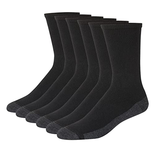 Hanes Mens Max Cushioned Socks, Moisture-wicking With Odor Control, 6-pack B&T ComfortTop White Crew, Black/Grey Foot Bottom - 6 Pack, 12-14 US ProductsLogo