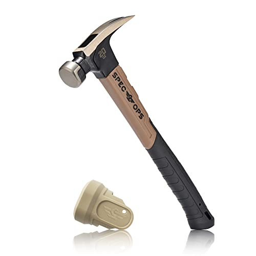 Spec Ops Tools 20 oz Fiberglass Hammer, 13 Inch, Soft Mallet Cap, Shock-Absorbing Grip, 3% Donated to Veterans ProductsLogo
