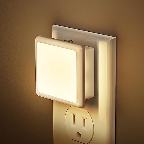 JandCase Night Lights Plug into Wall 2 Pack, Plug in Night Light with Dusk-to-Dawn Light Sensor, 3000K Soft White 0.3W, LED Nightlight for Bathroom, Adult, Hallway ProductsLogo