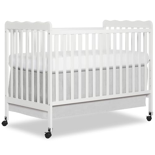 Dream On Me Carson Classic 3-in-1 Convertible Full-Size Baby Crib in White, GreenGuard Gold & JPMA, 4 Mattress Heights, Converts to Day & Toddler Bed, Locking Wheels, Classic Nursery Design ProductsLogo