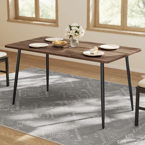 VASAGLE Dining Table, Dining Room Table for 4-6 People, Modern Farmhouse, for Kitchen, Quick Assembly, Heat-Resistant Surface, 29.5 x 55.1 x 29.5 Inches, Natural Walnut and Ink Black UKDT100K02V1 ProductsLogo