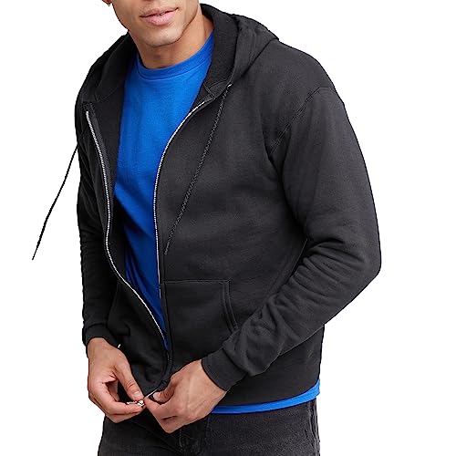 Hanes mens Full-zip Eco-smart Hoodie athletic sweatshirts, Black, Large US ProductsLogo