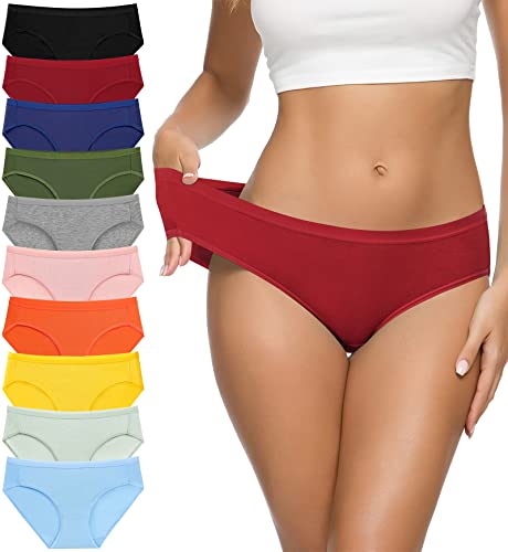 Eiggam Womens Bikini Panties, High-Cut Full Coverage Hip Lift Cotton Fiber Cool Underwear for Women - 10 Pack, L ProductsLogo