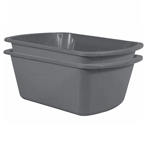 Wash Basins – Rectangular Plastic Hospital Bedside Soaking Tub [2 Pack] Small 7 Quart Graduated Bucket - Portable Washbasin for Washing, Cleaning, Foot Bath, Washing Dishes, Face Cleansing Bowl ProductsLogo