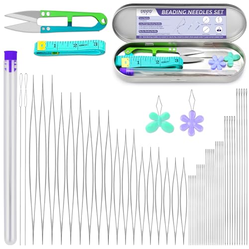 86 Pcs Beading Needle Set,6 Sizes Big Eye Seed Bead Needles,Long Straight Beading Needle,Twist Beading Needles,Flexible Needle for Beads for Jewelry Making ProductsLogo