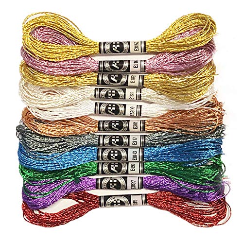 11 Skeins Embroidery Floss Cross Stitch Thread Metallic Embroidery for DIY Embroidery Thread Crafts （8 m 12 Strands） ProductsLogo