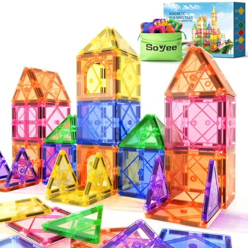 Magnetic Tiles Toddler Toys Magnetic Building Blocks for Kids Ages 3-12 STEM Educational Toys for Girls & Boys Sensory Play for Preschool Learning Birthday Chritmas Gifts Stocking Stuffers ProductsLogo