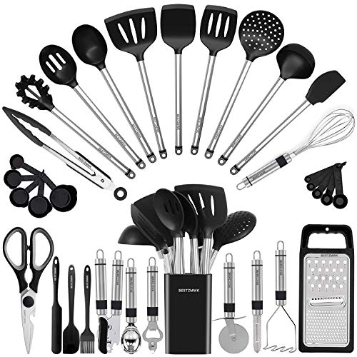 Kitchen Utensil Set-Silicone Cooking Utensils-33 Kitchen Gadgets & Spoons for Nonstick Cookware-Silicone and Stainless Steel Spatula Set-Best Kitchen Tools, Useful Pots and Pans Accessories ProductsLogo