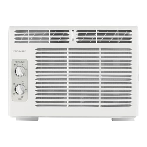 Frigidaire 5,000 BTU Window-Mounted Air Conditioner, Cools Up to 150 Sq. Ft., Quiet Operation, Effortless Temperature Control, 2 Fan Speeds, Auto Restart, White ProductsLogo