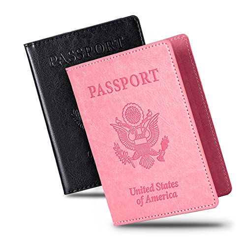 Honmein 2 Pcs Passport holders，Ultra Slim passport wallet，PU Leather Passport Cover for Women and Men ProductsLogo