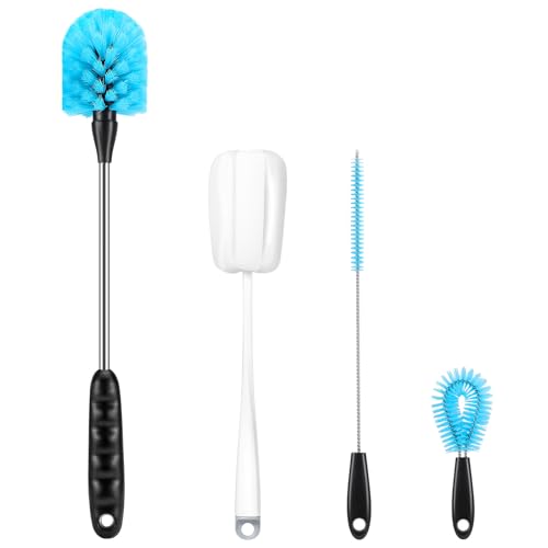 4 Pack Bottle Brush Narrow Neck Cleaning Set, Long Handle Stainless Steel Water Bottle Cleaning Brush, Cleaning Beer Bottles, Milk Bottles, Mugs, Cups, Straws, Lids ProductsLogo