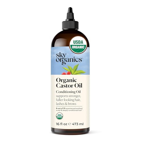 Sky Organics Castor Oil - USDA Certified Organic Hair Oil for Hair Growth, Skin, Face, Eyelashes - Cold Pressed & Hexane Free - Pure Organic Castor Oil Pack Wrap - Carrier & Hair Treatment Oil -16oz ProductsLogo