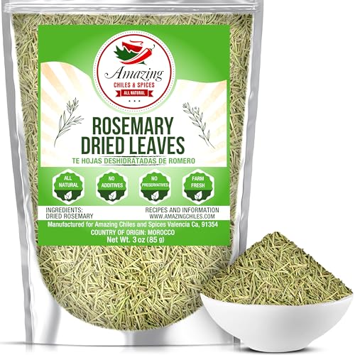 Dried Rosemary Leaves, 3 oz. Premium All Natural Herbs and Spices for Meat, Fish, Oils, Dips, Tea. Farm Fresh, Rich Savory Flavor by Amazing Chiles & Spices ProductsLogo