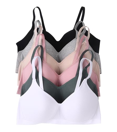 Women Bras 6 Pack of No Wire Free Bra B Cup C Cup (36C) ProductsLogo