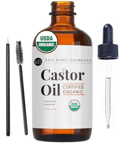 Kate Blanc Cosmetics Castor Oil Organic for Hair, Lashes, Face (2oz), 100% Pure, Cold Pressed, Hexane Free. Eyelash Serum for Thicker-Looking Eyelashes & Eyebrows ProductsLogo