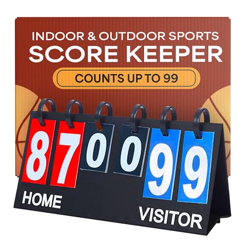 Upstreet Scoreboard/Score Keeper for Indoor & Outdoor Sports - Ping Pong/Baseball/Tennis/Basketball Scoreboard or Varsity Scoreboards/Volleyball Scorekeeper - Portable Scoreboard Flips up to 100 ProductsLogo
