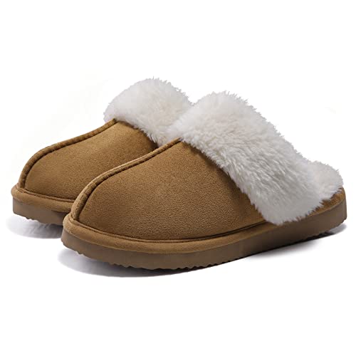Litfun Women's Fuzzy Memory Foam Slippers Fluffy Winter House Shoes Indoor and Outdoor, Chestnut 8-8.5 ProductsLogo