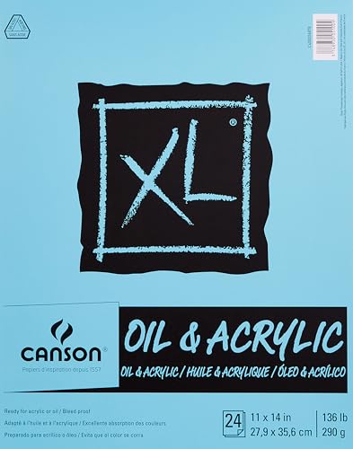 Canson XL Series Oil and Acrylic Paper, Foldover Pad, 11x14 inches, 24 Sheets (136lb/290g) - Artist Paper for Adults and Students ProductsLogo