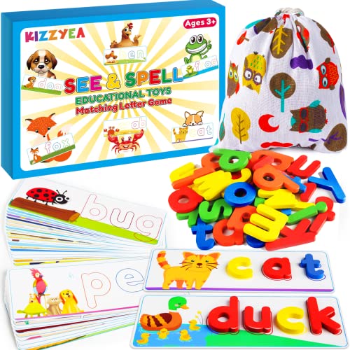 Learning Educational Toys for 2 3 4 5 6 Years Old Boys Girls, See & Spell Matching Letter Game with Alphabet Cards for Kids, Preschool CVC Word Builders Toy, Christmas Birthday Gifts for Age 2-4 4-6 ProductsLogo