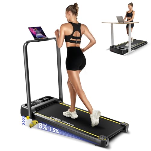 YPOO Foldable Treadmill with Incline, Walking Pad with Handle Bar 3 Level Incline, Portable Folding Treadmills for Home/Office 300 Lbs Capacity, Quiet Desk Treadmill with Remote Control & APP ProductsLogo