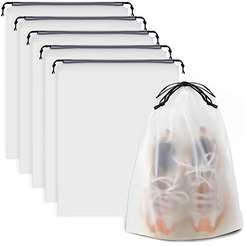 COIDEA, Waterproof Travel Drawstring Shoe Bags for Packing, Storage, Travel Essentials for Men and Women, 15.7 x 11.8 inches, Clear, 5 pieces ProductsLogo