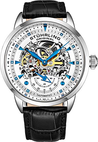 Stuhrling Original Mens Skeleton Automatic Dress Watch with Alligator Embossed Leather Strap Skeleton Dial ProductsLogo