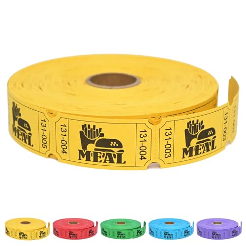 ESSENTIAL 1000 Raffle Tickets Rolls, Meal Tickets Single Roll for Events, Leisure, Movie Watching, Entertainment, Class Reward & Prizes - 5 Color Selection (Yellow) ProductsLogo