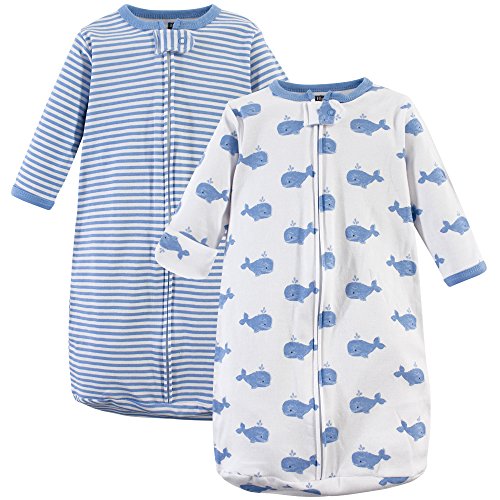 Hudson Baby Unisex Baby Cotton Long-Sleeve Wearable Sleeping Bag, Sack, Blanket, Blue Whales, 0-3 Months ProductsLogo
