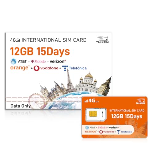 International Data SIM Card 12GB for 15 Days–4G LTE Coverage 45 Countries in USA,UK,Europe,Asia and Africa Prepaid Travel Data Only SIM for Unlocked WiFi Mobile Hotspot,Phones and Tablet–No Contract ProductsLogo