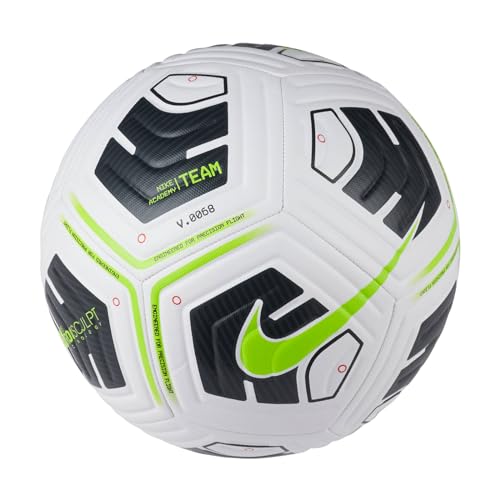Nike Unisex's NK Academy - Team Recreational Soccer Ball, White/Black/(Volt), 5 ProductsLogo