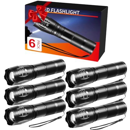 6Pack LED Flashlights High Lumens, 5Mode Tactical Flashlight for Home, Small Flashlights Powerful, Pocket Flashlight Bright, Adjustable Torch Light, Mini Flash Light for Emergencies Camping Outdoor ProductsLogo