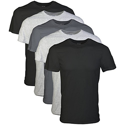 Gildan Men's Crew T-Shirts, Multipack, Style G1100, Black/Sport Grey/Charcoal (5-Pack), Large ProductsLogo