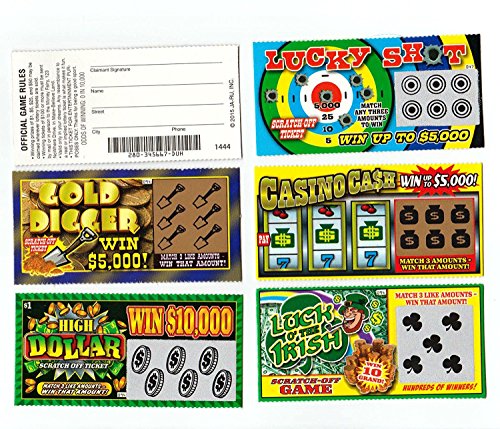 JA-RU Fake Lottery Ticket Scratch Tickets (5 Tickets / 1 Pack) Pranking Toys for Friend and Family Scratcher Jokes and Gag Winning Tickets Surprise. 1381-E ProductsLogo