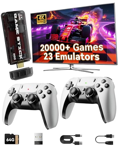 2025 Retro Gaming Console Pro 4K HDMI with 20,000+ Built-in Classic Video Games, Retro Game Stick with 23 Emulators Plug & Play TV Video Gaming Stick with 64GB Memory ProductsLogo