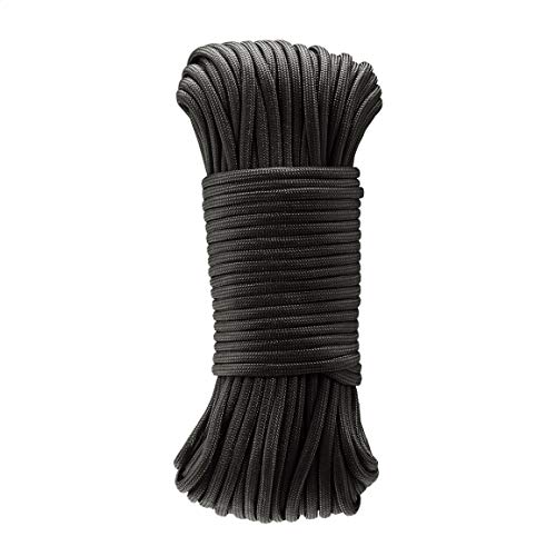 Amazon Basics 550 Type III Paracord, 7-Strand Core, Versatile Utility Rope for Camping, High Strength - 5/32 Inch x 100 Foot (4mm x 30m), Black ProductsLogo