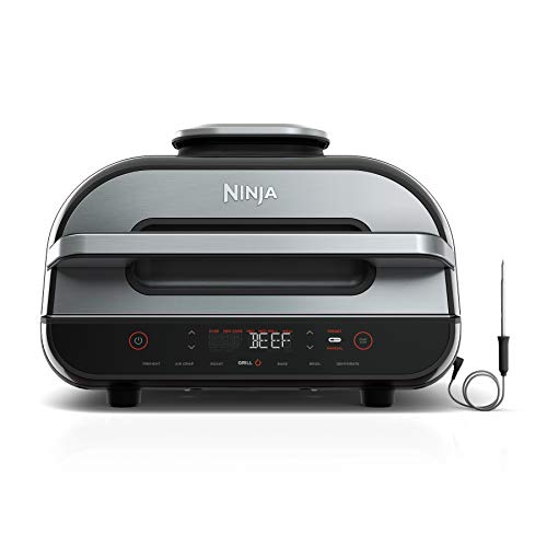 Ninja | Indoor Grill and Air Fryer| Foodi Smart XL | 6-in-1 Grill, Air Fry, Roast, Bake, Broil, Dehydrate & Crisp |Smart Thermometer & Splatter Shield | Dishwasher Safe Parts | Black/Silver | FG551 ProductsLogo