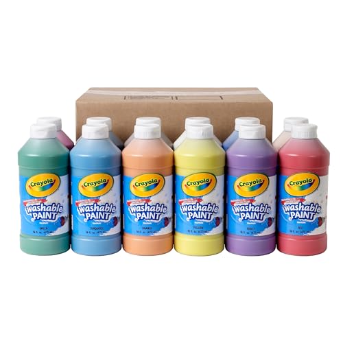Crayola Washable Paint for Kids (12ct), Teacher Supplies, School Classroom Must Have, Bulk Paint Set, Nontoxic Kids Arts & Crafts Essentials, 16 Oz ProductsLogo