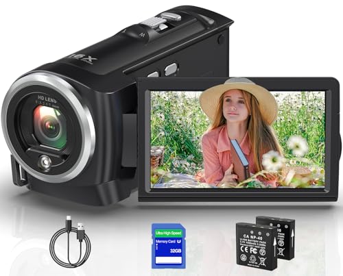 Tixeuo 2.7K Video Camera Camcorder QHD 50MP YouTube Vlogging Camera 16X Digital Zoom Webcam 270 Degree Rotation Screen Camcorders with 32G SD Card and 2 Batteries Recording While Charging ProductsLogo