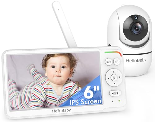 HelloBaby Baby Monitor 6" World First IPS Screen 30H Battery, Secure No WiFi, Pan Tilt Video Camera with Night Vision, VOX, 2-Way Talk, 1000ft, Portable Video Audio Monitor Ideal for Mom, Elderly, Pet ProductsLogo