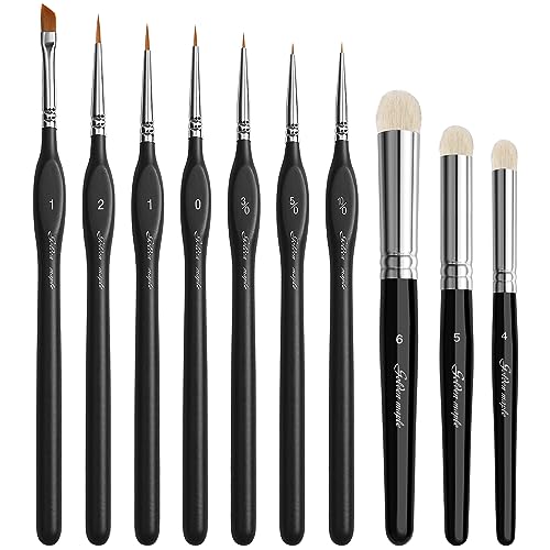 Golden Maple Miniature Paint Brushes Drybrush-10pcs Micro Detail Paint Brush Set, Small Fine Detail Brushes for Acrylic, Watercolors & Paint by Number, Figurine ProductsLogo