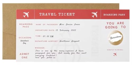 CJ&M Personalised AEROPLANE Scratch Boarding Pass, Surprise Holiday, Vacation, Birthday gift, Faux fake boarding pass, Surprise travel reveal ProductsLogo