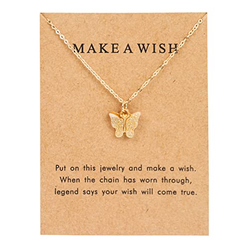 Colorful Acrylic Butterfly Pendant Necklace Bohemian Adjustable Retro Card Clavicle Chain Insect Animal Necklace for Women Friend Friendship Party Jewelry Gift-25 yellow-1 ProductsLogo