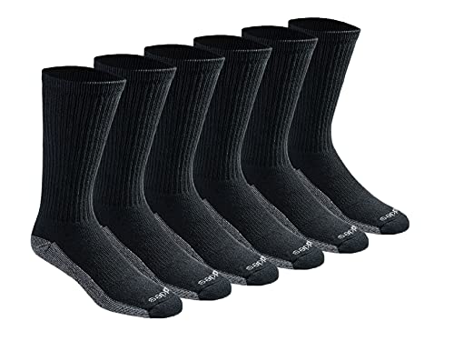 Dickies Men's Dri-tech Original Moisture Control Crew Socks Multipack, Black (6 Pairs), Shoe Size: 6-12, Pack of 6 ProductsLogo