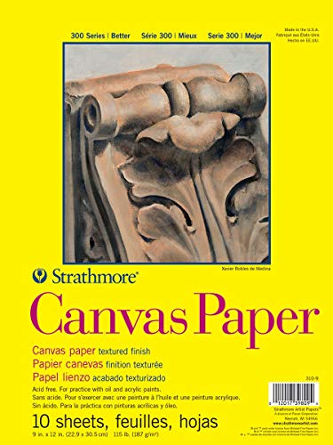Strathmore 300 Series Canvas Paper Pad, Glue Bound, 9x12 inches, 10 Sheets (115lb/187g) - Artist Paper for Adults and Students - Acrylic and Oil Paints ProductsLogo