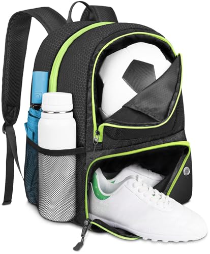 YOREPEK Soccer Backpack, Lightweight Soccer Bag, Water resistant Sport Equipment Bags Fit Basketball to Match Training ProductsLogo