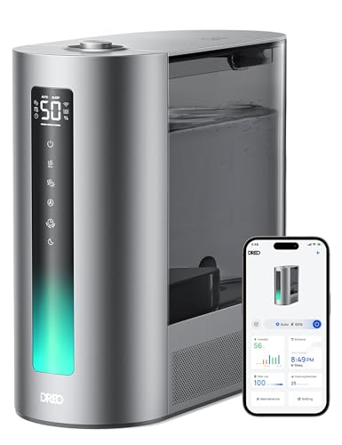 Dreo 6L Humidifiers for Bedroom, Smart Warm & Cool Mist for Large Room, 60Hr Quiet Runtime for Baby, Plant, Humidity Sensor, Indicator Light, 12H Timer, Google/Alexa, HM713S ProductsLogo