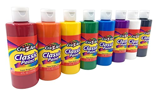 Cra-Z-art Washable Classic Paint Bulk Pack 8ct, Assorted Colors 4oz each bottle, 32oz ProductsLogo