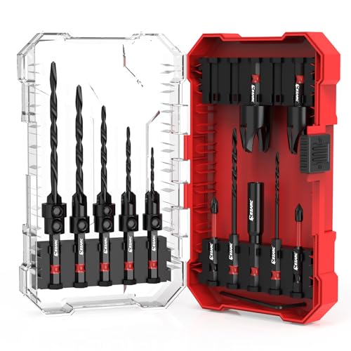 EZARC Countersink Drill Bit Set, 15 PCS Tapered Drill Bits Counter Sink Drill Bit with 2PCS Wood Plug Cutter 1/4" Hex Shank Quick Change for Woodworking with Storage Box ProductsLogo