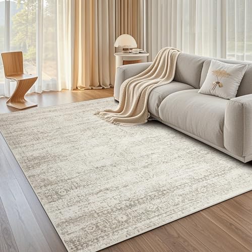 Srugn Washable Rugs 5x7 Area Rugs for Living Room,Rugs for Bedroom, Large Carpets,Ultra Soft Faux Wool Retro Dining Room Rug,Non Slip&Non-Shedding Low Pile Vintage Print Rug for Home Office Decor ProductsLogo